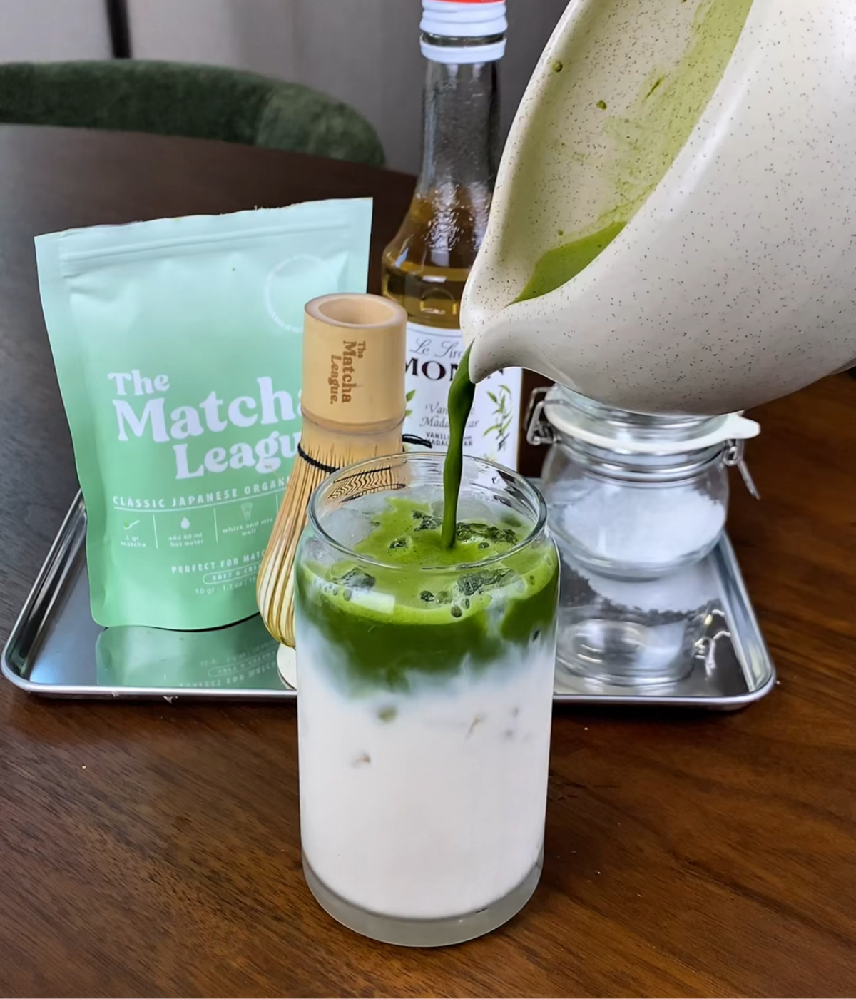 Iced vanilla sea salt matcha latte